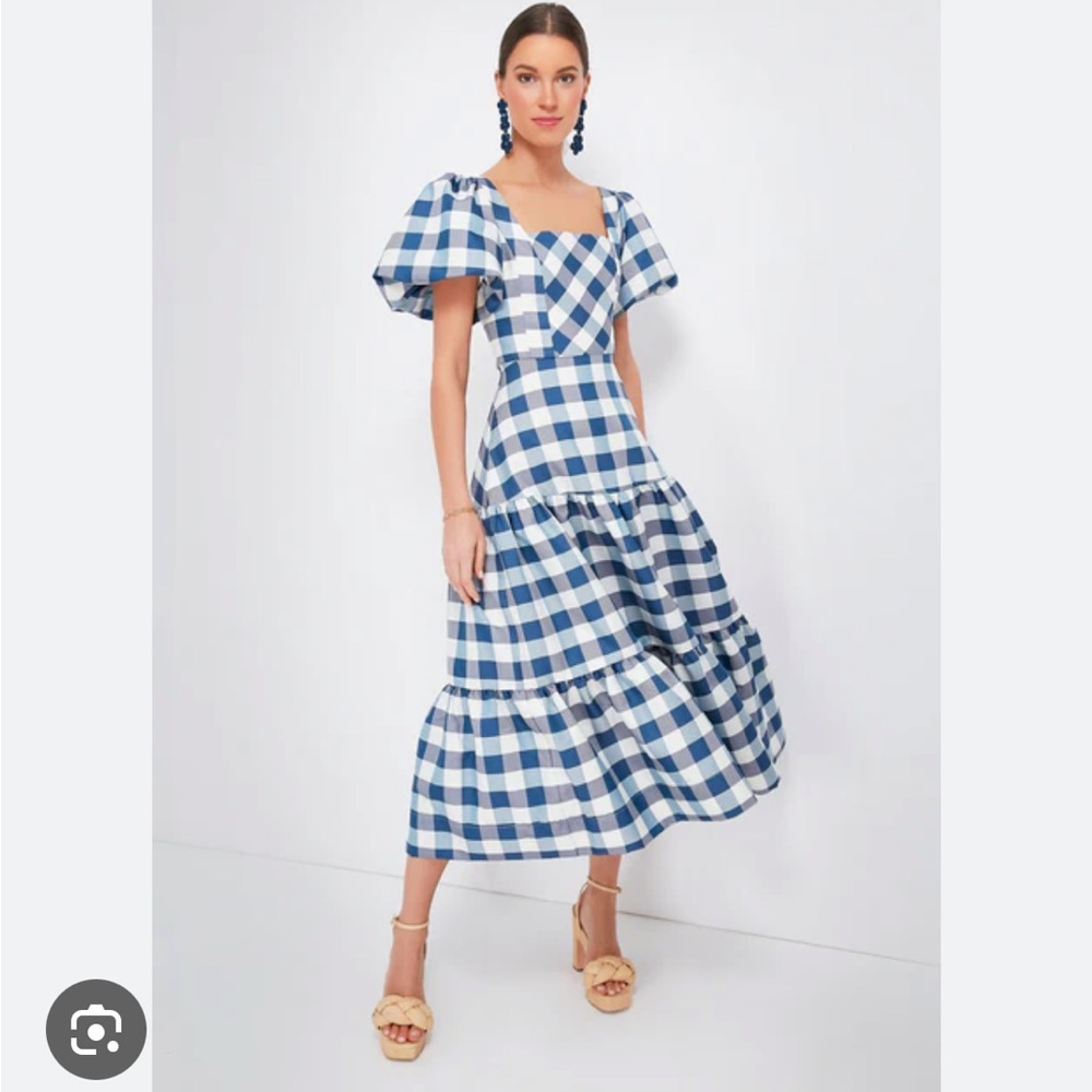 Hunter Bell Navy and White Plaid Maxi Dress